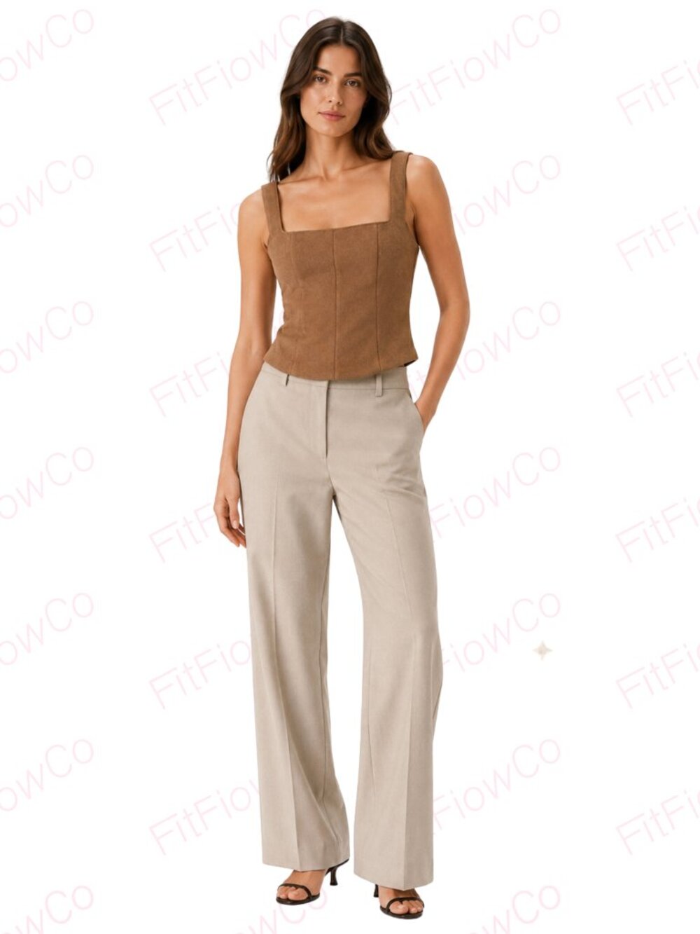 ZARA Camel Wool Blend Square Neck Corset Top S NWOT Side Zip